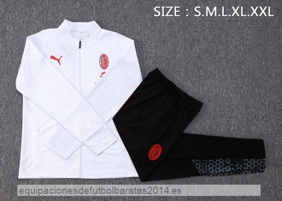 Nuevo Conjunto Completo Ropa Deportiva Con Cremallera Larga AC Milan 23/24 Blanco Negro Baratas